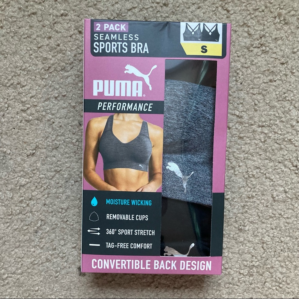 NWT 2-Pack PUMA Seamless Convertible Back Sports Bra